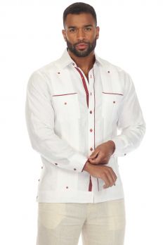 Men's Linen Chacabana Guayabera with Designer Trim